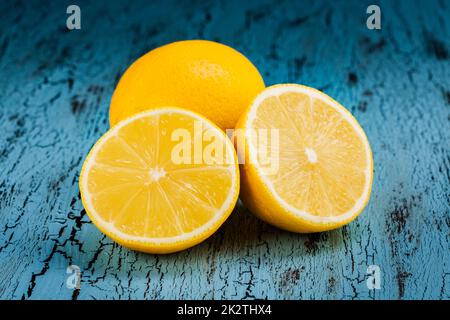 Lemon and cut half slices Stock Photo