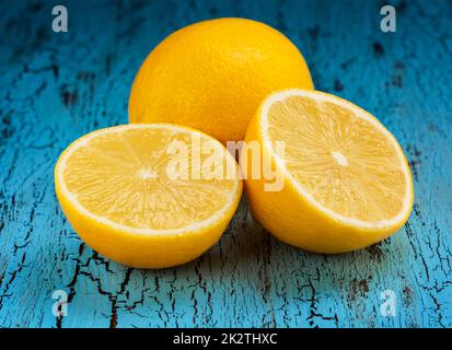 Lemon and cut half slices Stock Photo