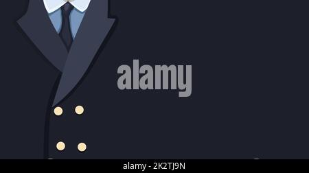 Panoramic design web background formal suit with tie, space for advertising text - Vector Stock Photo