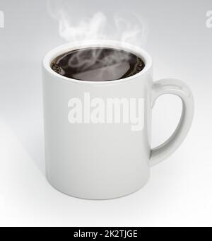 White porcelain coffee cup with steaming coffee. 3D illustration Stock Photo