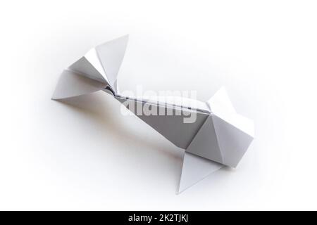 Paper fish origami isolated on a white background Stock Photo