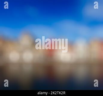 Blurred defocused background of European town Stock Photo