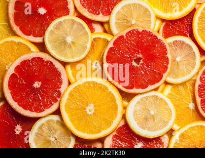 Colorful citrus fruit slices Stock Photo