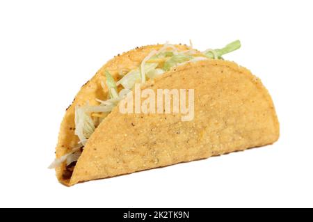 Crunchy Taco With Meat Isolated on White Background Stock Photo