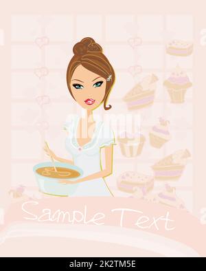 Beautiful lady cooking desserts Stock Photo - Alamy