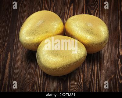 Golden Easter eggs Stock Photo