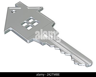 House shaped key isolated on white Stock Photo