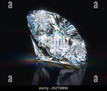 Diamond on black reflective background. 3d render Stock Photo - Alamy