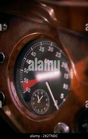 Vintage rpm gauge on a retro car Stock Photo