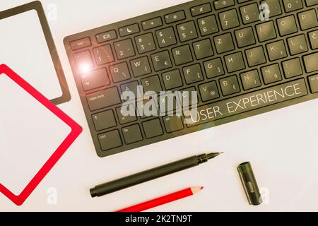 Sign displaying User Experience. Concept meaning using website especially in terms how pleasing it is to use Computer Keyboard And Symbol.Information Medium For Communication. Stock Photo