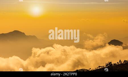 Mountains in clouds. Kodaikanal, Tamil Nadu Stock Photo