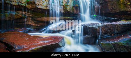 Tropical waterfall in jungle panorama Stock Photo