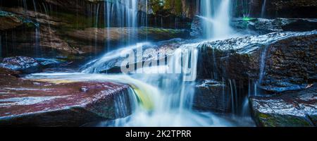 Tropical waterfall in jungle panorama Stock Photo