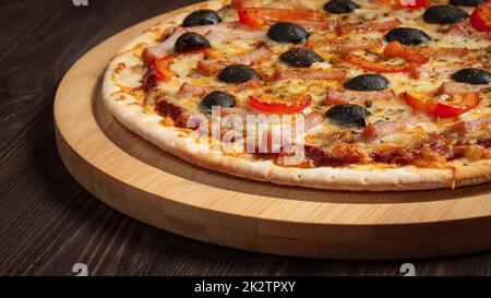 Ham pizza close up Stock Photo