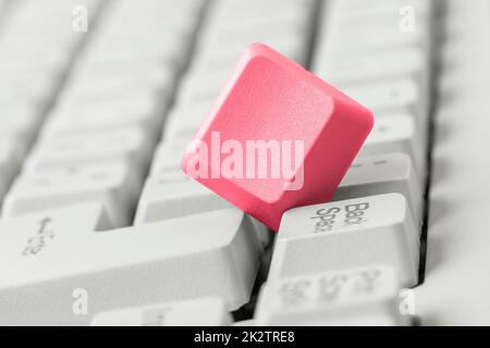 Empty red button on white computer keyboard Stock Photo