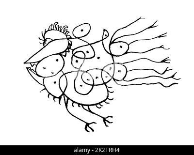 Fantasy Bird Flying Drawing Stock Photo