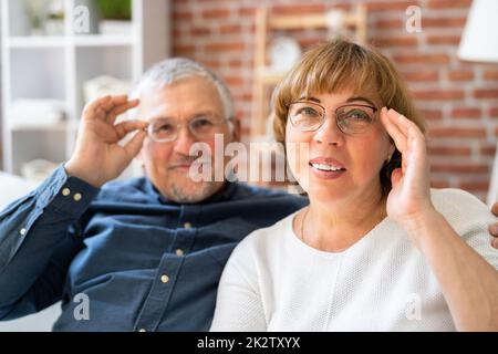 Happy Couple Family Wearing Eye Glasses Stock Photo