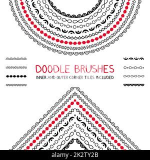Doodle seamless brushes hand drawn with marker Stock Photo