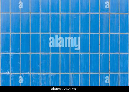 Blue ceramic tile wall background Stock Photo