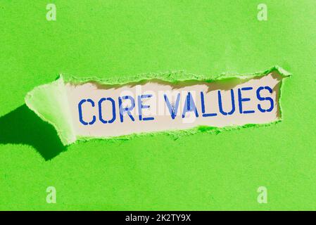 Writing displaying text Core Values. Business approach belief person or organization views as being importance -47613 Stock Photo