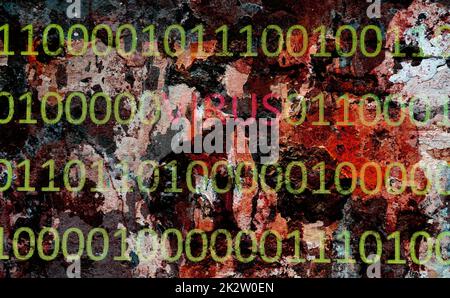 Virus on binary data Stock Photo