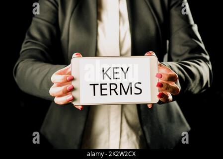 Conceptual caption Key Terms. Business idea Words that can help a person in searching information they need -47850 Stock Photo