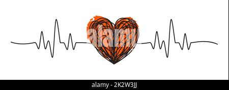 Tangled grungy heart scribble isolated on white background Stock Photo
