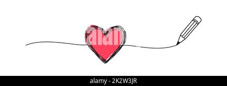 Tangled grungy heart scribble drawn with a pencil concept Stock Photo