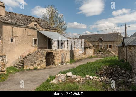 Farm in a village in the Cevennes, Occitania, France Stock Photo