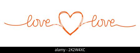 Doodle heart and word LOVE hand written scribble Stock Photo