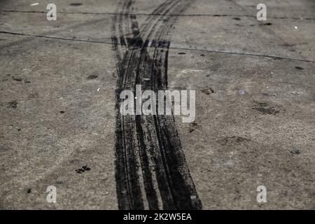 Tire marks on the asphalt Stock Photo