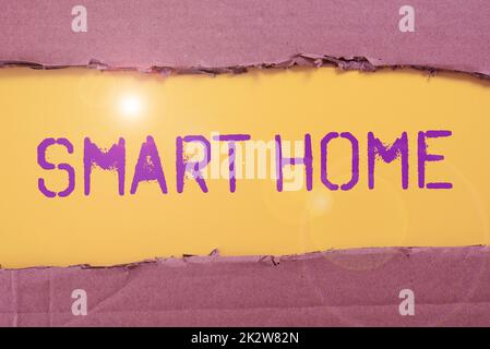 Text sign showing Smart Home. Business idea automation system control lighting climate entertainment systems -48771 Stock Photo