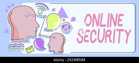 Text caption presenting Online Security. Business approach rules to protect against attacks over the Internet Multiple Heads With Cogs Showing Technology Ideas. Stock Photo