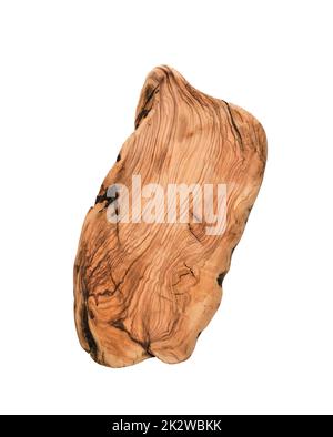 Wooden cutting board, handmade wood cutting board isolated on white background. Stock Photo