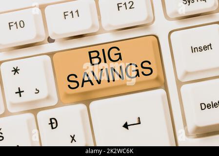 Handwriting text Big Savings. Business approach income not spent or deferred consumption putting money aside -48538 Stock Photo