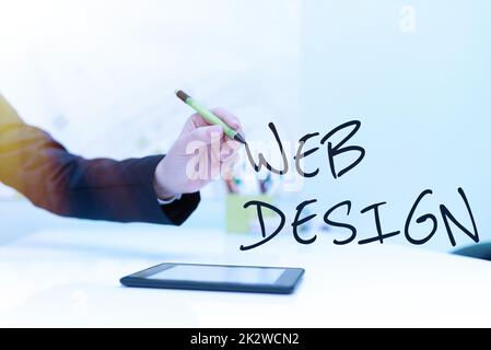 Handwriting text Web Design. Business showcase who is responsible of production and maintenance of websites Flashy School Office Supplies, Teaching Learning Collections, Writing Tools Stock Photo