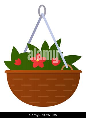 Hanging plant - modern flat design style single isolated image Stock Vector