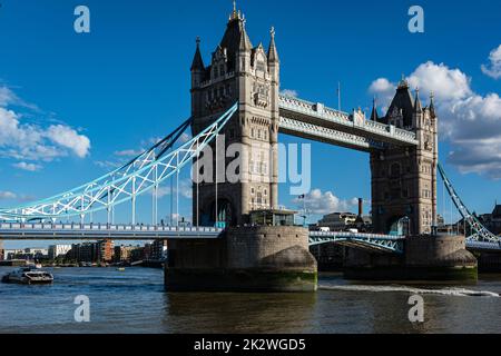 London,England,United Kingdom - August 24, 2022 : View of the Tower Bridge over River Thames Stock Photo