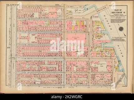 Cartographic, Maps. 1927. Lionel Pincus and Princess Firyal Map Division. Real property , New York (State) , New York, Manhattan (New York, N.Y.) Plate 152, Part of Section 6: Bounded by W. 139th Street, E. 139th Street, Harlem River, Madison Avenue, E. 135th Street, Park Avenue, E. 133rd Street, W. 133rd Street and Lenox Avenue Stock Photo