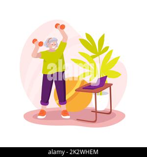 Online workout for seniors isolated cartoon vector illustration. Aged ...