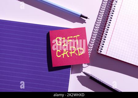 Text showing inspiration Gift Card. Word Written on A present usually made of paper that contains your message -47622 Stock Photo