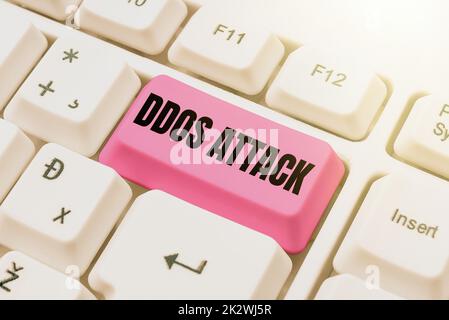 Handwriting text Ddos Attack. Concept meaning perpetrator seeks to make network resource unavailable Flashy School Office Supplies, Teaching Learning Collections, Writing Tools Stock Photo