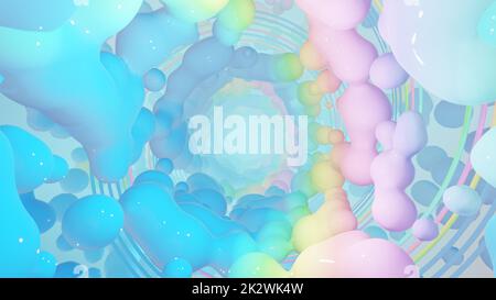 Abstract Holographic Geometry With Radial Circles Stock Photo