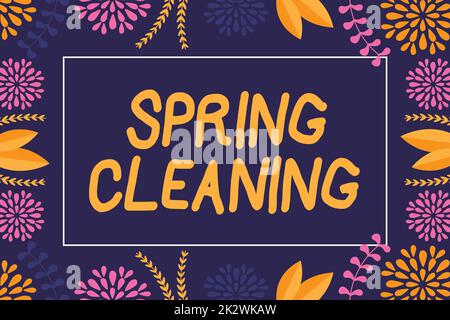 Spring cleaning office or house concept. Different cleaning supplies over  blurred spring background among floating soap bubbles. Copy space Stock  Photo - Alamy