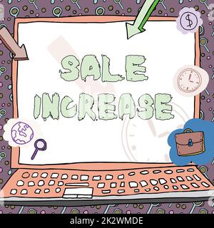 Text caption presenting Sale Increase. Internet Concept Average Sales Volume has Grown Boost Income from Leads Poster decorated with monetary symbols displaying punctuality of employees. Stock Photo