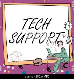 Conceptual caption Tech Support, Word Written on Assisting individuals