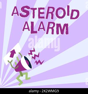 Sign displaying Asteroid Alarm. Business showcase warning to prepare the cities in a space rock s is flight path Megaphone Displaying Important Message Exhibiting Detailed Report Stock Photo