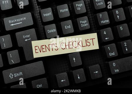 Text sign showing Events Checklist. Word for invaluable tool for successfully managing your affair Solving Different Math Problems, Calculating Multi Digit Equations Stock Photo