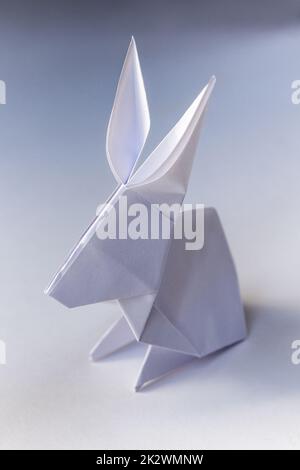 Paper rabbit origami isolated on a white background Stock Photo