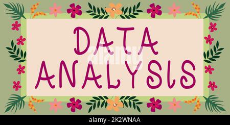 Conceptual caption Data Analysis. Business idea Translate numbers to Analytical Conclusion Forecasting Blank Frame Decorated With Abstract Modernized Forms Flowers And Foliage. Stock Photo
